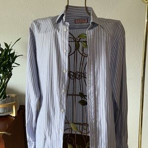 THOMAS PINK prestige Mens shirt pruple stripes size 15 1/2